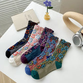5 Pairs Palace Style Floral Casual Socks