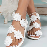 Floral Slip Toe Flat Sandals