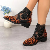 Lace Mesh Low Heel Sandals