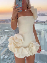 One Shoulder Ruffles Bud Dresses