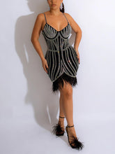 Rhinestone Feather Wrap Dresses