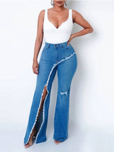 Stretchy Ripped Flared Jeans