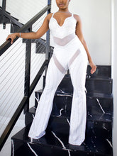 Rhinestone Mesh Contrast Jumpsuits