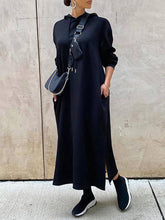 Slant Pockets Drawstring Hoodie Dresses