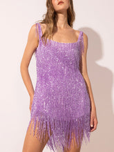 U-neck Tassels Backless Dresses