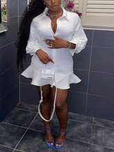 Flounce Cardigan Shirt Mini Dresses