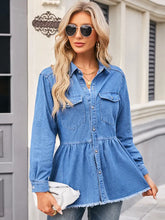 Frayed Hem Denim Shirt
