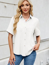 Relaxed Fit Short-Sleeve Denim-Look Shirt