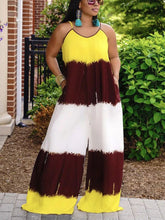 Colorblock Spaghetti Strap Loose Jumpsuits
