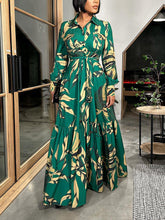 Leaf Print Ruffle Hem Dresses