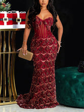 Sequin Fringed Gown Maxi Dresses