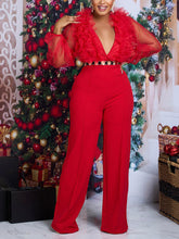 Mesh V Neck Jumpsuits