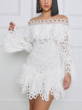 Solid Hollow Out Off Shoulder Dresses