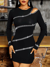 Rhinestones Cut Out Mini Dresses