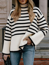 Striped Turtleneck Knit Sweaters