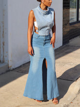 Front Slit Denim Skirts