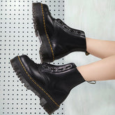 Black Platform Zipper Short Boots