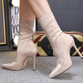 Black Pointed Toe High Stiletto Heels Boots