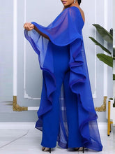 One Shoulder Ruffle Flowy Jumpsuits