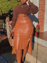 PU Belted Irregular Hem Skirts