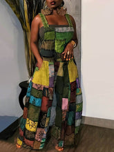 Casual Patchwork Loose Overalls