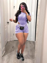 Ribbed Washed Bodysuit Shorts Set