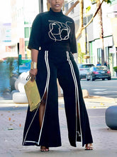 Abstract Printed Top Split Pants Set