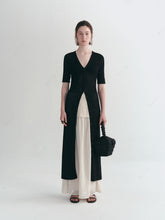 Long Knit Hollow-Out Short-Sleeve Cardigan