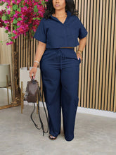 Linen Crop Top Pants Set