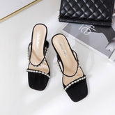 Open Toe High Ankle Strap Sandals With Rhinestone