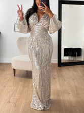 Sequin Puffed Sleeves Party Dresses