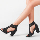 Peep Toe Gladiator Shoes Chunky Heel Sandals