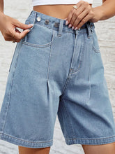 Adjustable Waist Denim Bermuda Shorts