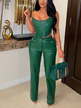 Leather Tube Top Pants Set