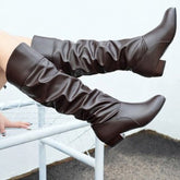 Women's Leatherette Low Heel Long Boots
