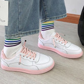 Color Block Flat Heel Lace-up Sneakers