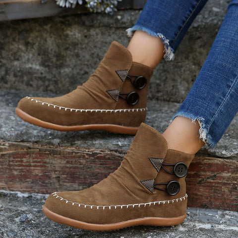 Vintage Buckle Lace Up Sleeve Fashion Boots