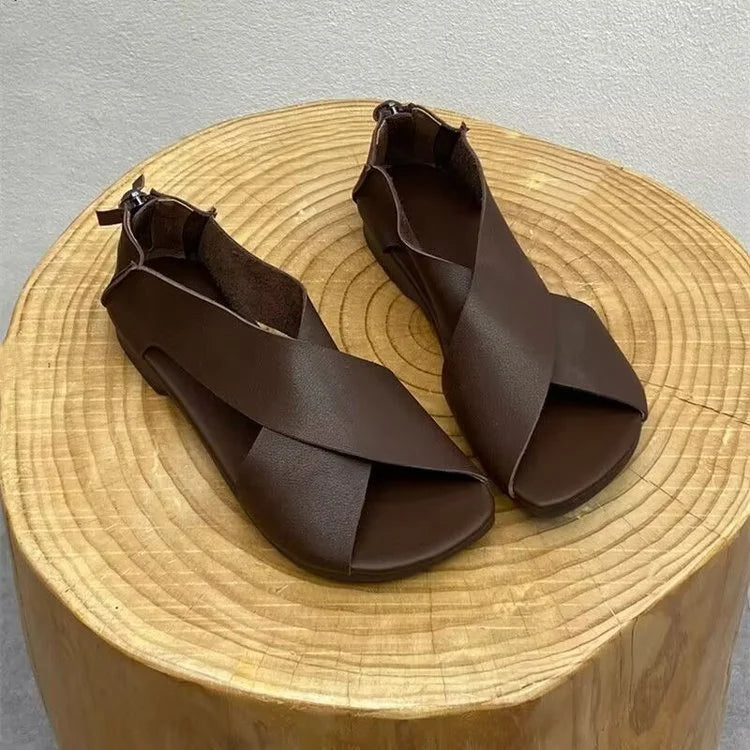 Retro Fish Mouth Soft Sole Roman Sandals
