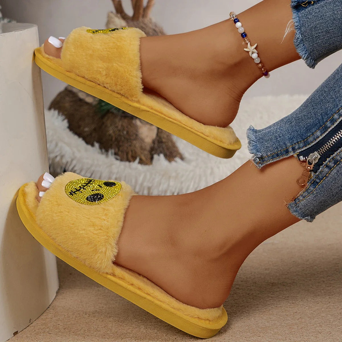 Pumpkin Lantern Round Toe Slippers