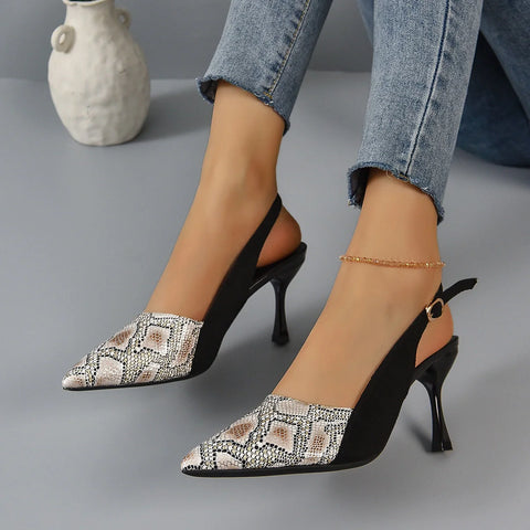Snake Print High Heel Fashion Sandals
