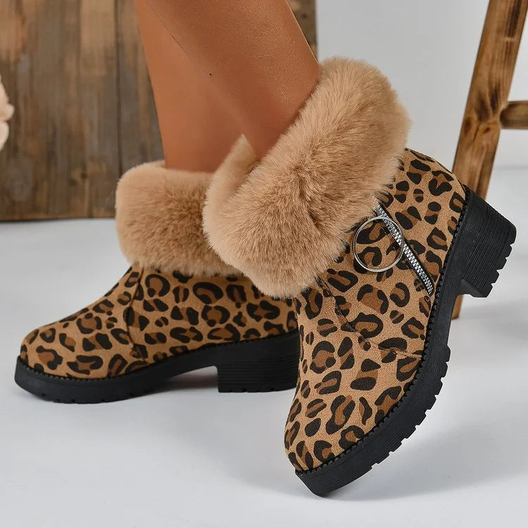 Leopard Print Fur Boots