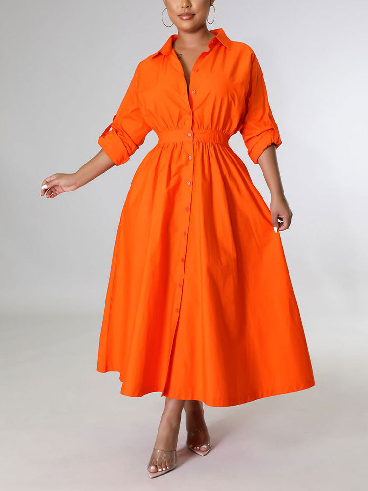 Casual Solid Split Joint Shirt Dresses
