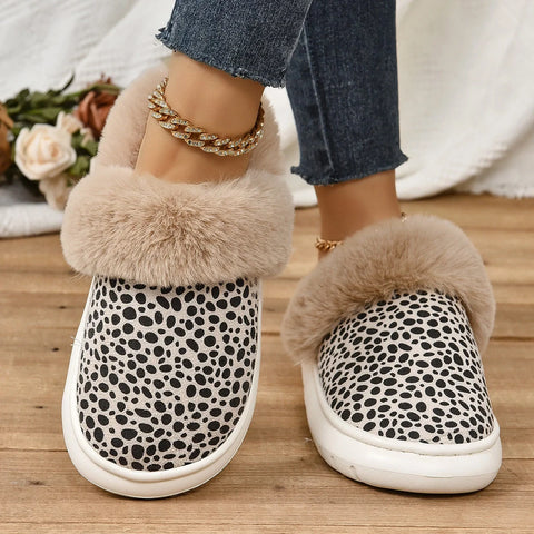 Leopard Print Casual Cotton Slippers