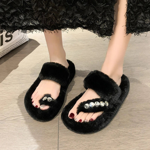 Rhinestone  Cotton Slippers