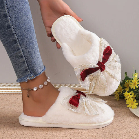 Lace Bow Lightweight Comfortable Slippers