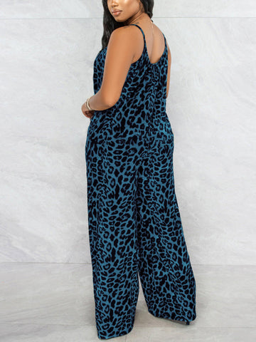 Leopard Spaghetti Strap Jumpsuits