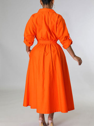 Casual Solid Split Joint Shirt Dresses