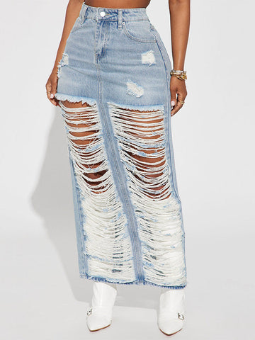 Ripped Denim Skirts