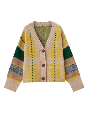 Retro Plaid Knit Cardigans