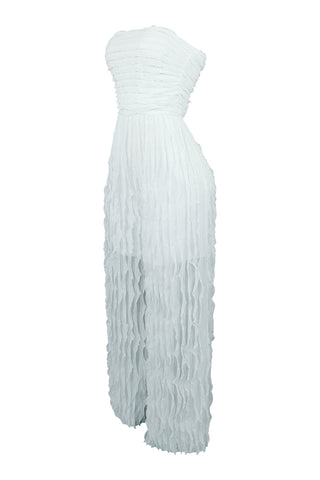 Strapless Sheer Ruffle Jumpsuits